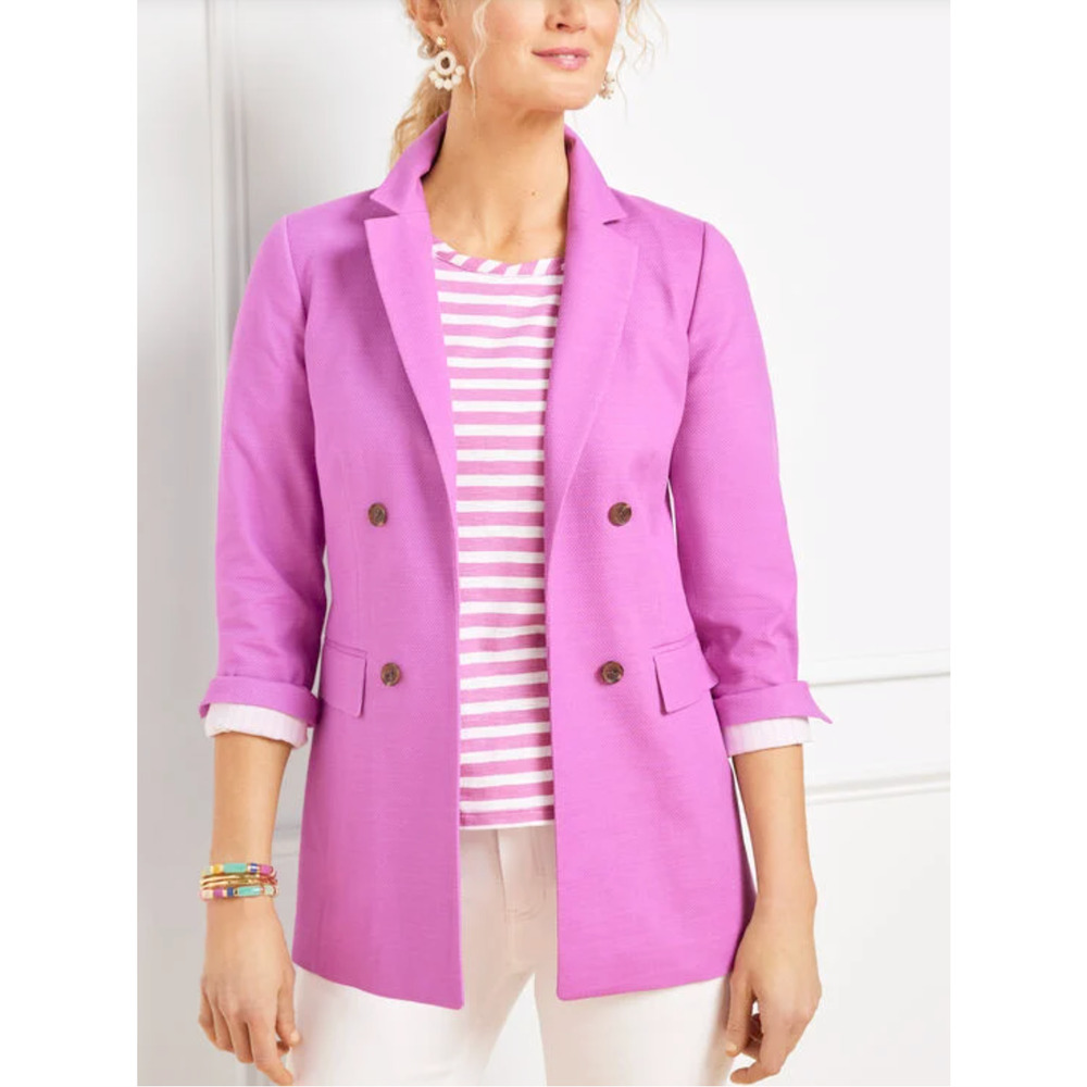 NWT TALBOTS MAUVE BERRY TEXTURED COTTON NO CLOSE BLAZER JACKET SZ 6